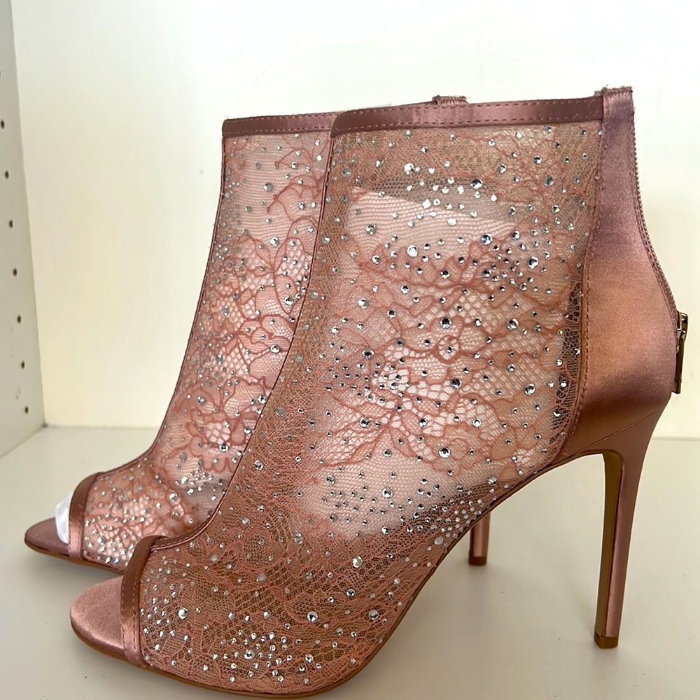 Blush pink with Crystal high heel  open toed bootie